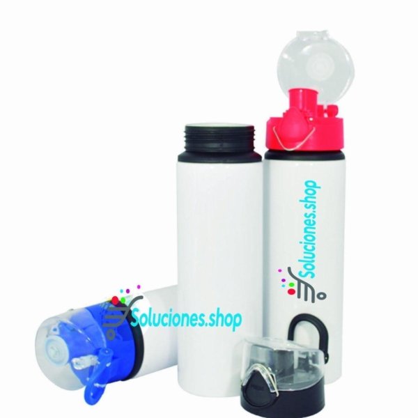 Botella 750ml Blanco con Boton Press Colores