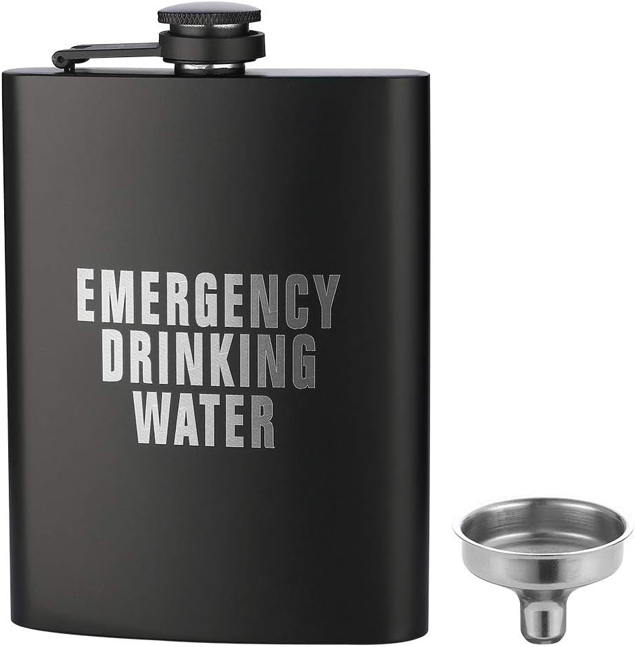 Cantimplora 8oz negro mate Acero inoxidable para licor, a prueba de fugas