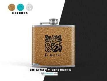 Cantimplora de bolsillo personalizada con diseño de leyendas