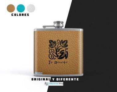 Cantimplora de bolsillo personalizada con diseño de leyendas
