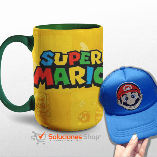 Taza de 15oz y Gorra Amarilla | Con el diseño de Mario Bros