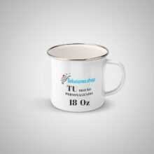 Taza de Enamel Borde color silver fina de 18 oz │ Promoción