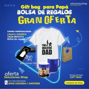 Gift bag (Aqui toma el mejor papa del mundo, camisa, llavero y taza)