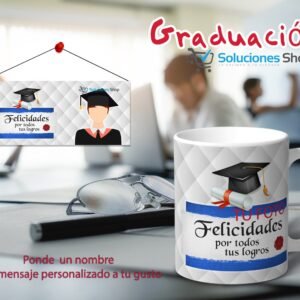 Taza graduación con foto y texto personalizados