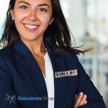 Gafete rectangular metálico cuenta con alfiler Idela para ID de Empleados