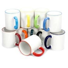 Taza de cerámica con borde y asa de color de alta calidad personalizada