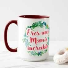 Taza de ceramica de 15oz con fondo de color Rojo