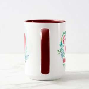 Taza de ceramica de 15oz con fondo de color Rojo