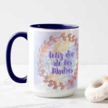 Taza de ceramica de 15oz con fondo de color azul