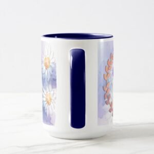 Taza de ceramica de 15oz con fondo de color azul