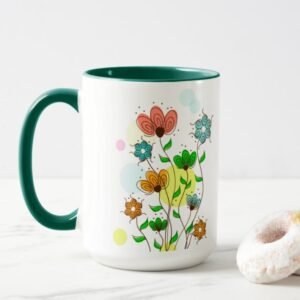 Taza de cerámica de 15oz con fondo de color verde