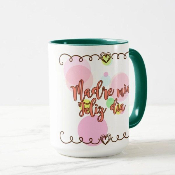 Taza de cerámica de 15oz con fondo de color verde
