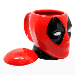 Taza deadpool con Tapa de cerámica 450ml