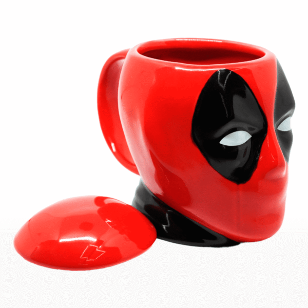 Taza deadpool con Tapa de cerámica 450ml