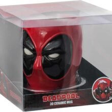 Taza deadpool con Tapa de cerámica 450ml