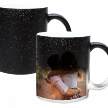 Taza mágica negra escarchada Con tu diseño o foto