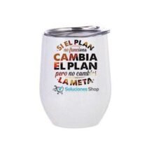 Taza para vino de Acero | Artículo color blanco | Taza con tapa 750 ml