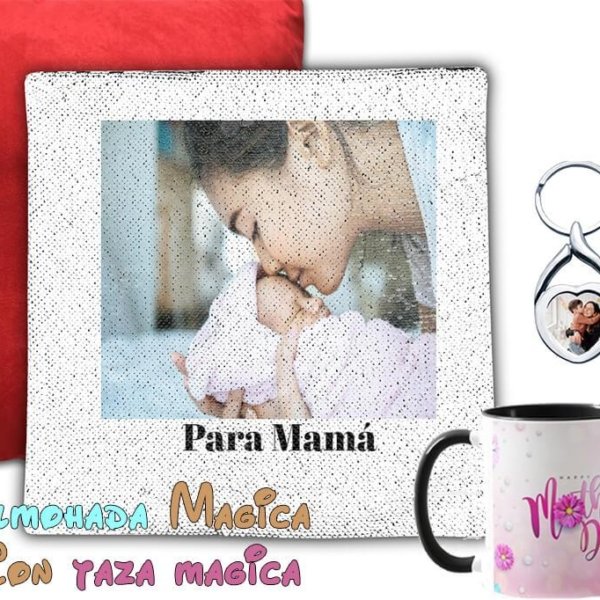 Almohada Mágica + Una taza mágica y Un llavero