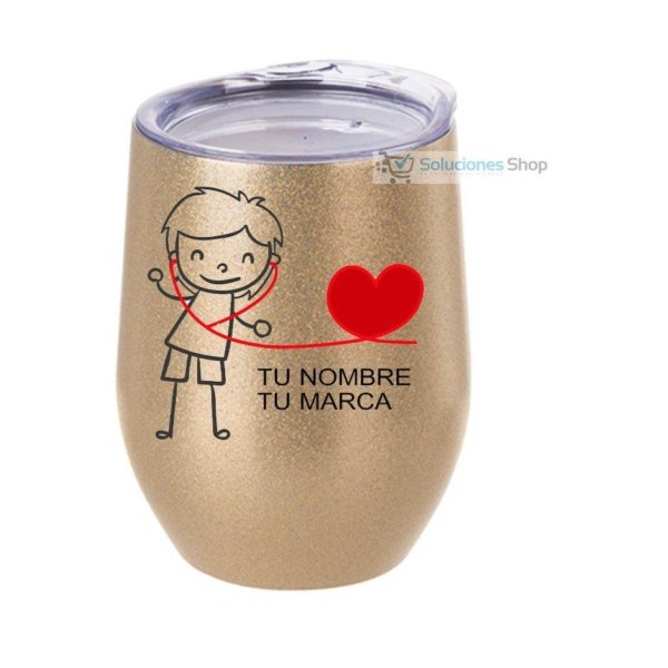 Taza para vino de Acero Dorada escarchada 12oz