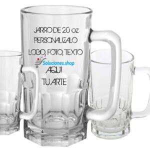 Jarra Cervecera cristal transparente 20oz  personalizada al gusto