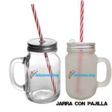 Jarra transparente con pajita│Articulo Personalizado