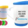 Taza blanca Tapa colores con asa corazón │Artículos Personalizado