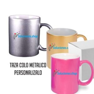 Taza color metálico dorado, plata y fucsia│Articulo Personalizado