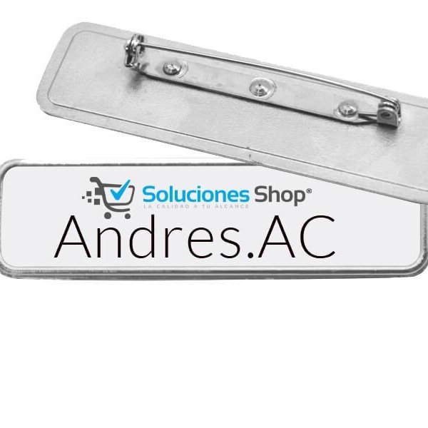 Gafete rectangular metálico cuenta con alfiler Idela para ID de Empleados