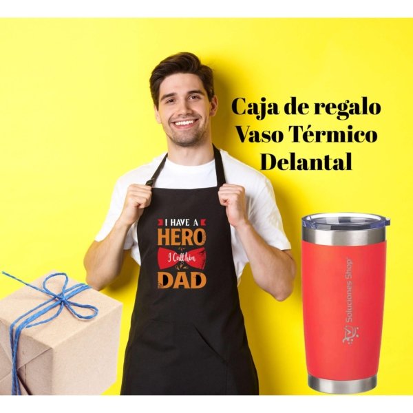 Oferta del día del padre Delantal + Vaso térmico grabado Acero