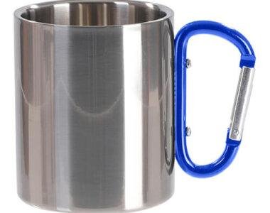 Taza metálica 300 ml personalización con asa mosquetón