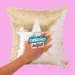 Cojín Cuadrado Lentejuelas (Dorado con Blanco)