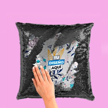 Cojín Cuadrado Lentejuelas (Negro con Blanco)