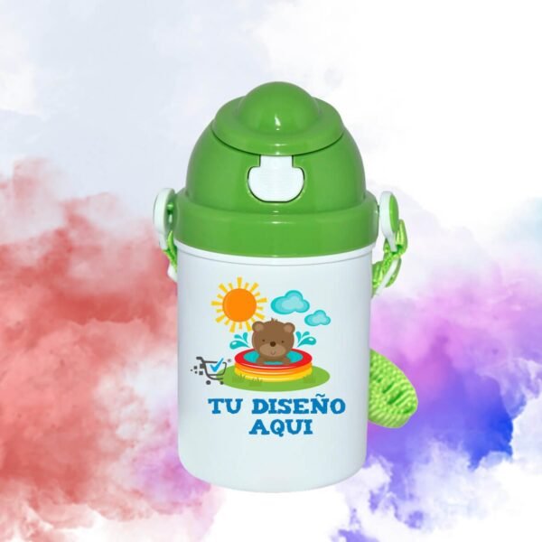 Botella Plástica para Niño Tapa Verde claro 400ml | Personalizada a tu gusto (copia)