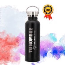 Botella Térmica de Acero Inoxidable Negra | Mantén el Calor | Regalo Personalizado