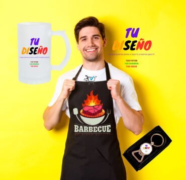Super promoción Delantal, Jarra, Cervecera y Llavero Abrebotellas Personalizados