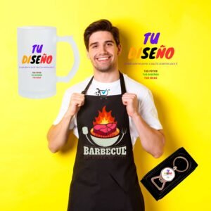 Super promoción Delantal, Jarra, Cervecera y Llavero Abrebotellas Personalizados
