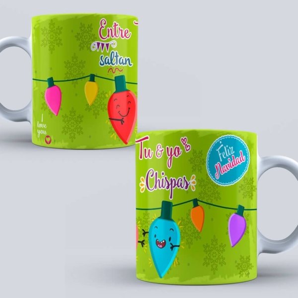 Tazas navideñas en oferta 3x2 | Diseño luces navideñas con tu nombre