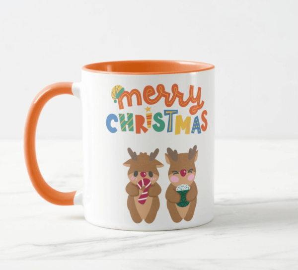 Taza Personalizada con Fondo Naranja Diseño Merry Christmas Costa Rica