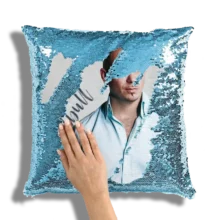 Almohada de Lentejuelas Personalizable - Azul Claro