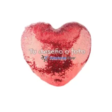 Cojín Corazón Lentejuelas Rojo - Blanco