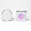 Tazas de enamel personalizadas de 12oz con borde plateado - Solucione shop