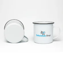 Tazas de enamel personalizadas de 12oz con borde plateado - Solucione shop