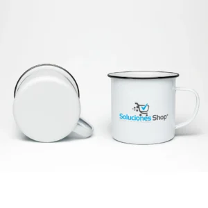 Tazas de enamel personalizadas de 12oz con borde plateado - Solucione shop