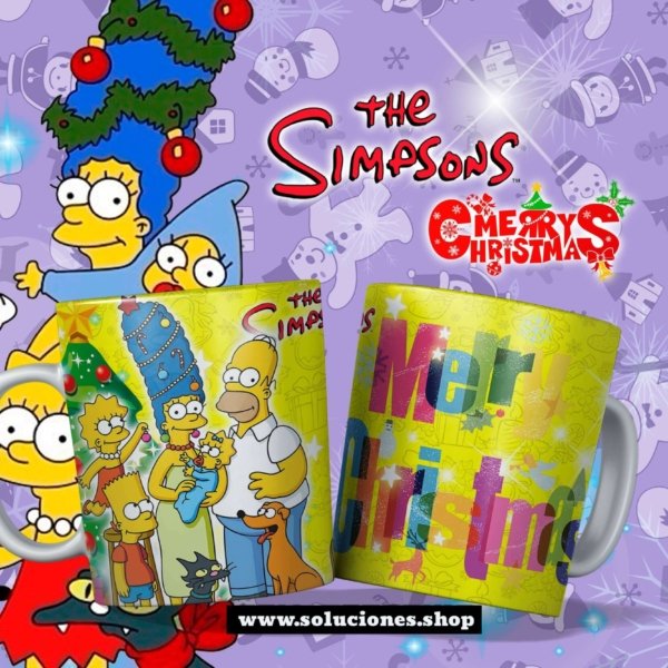 Taza con diseño navideño de Los Simpson | Personalízala online