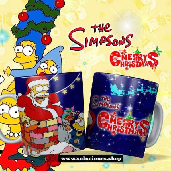 Taza con diseño navideño de Los Simpson | Personalízala online