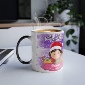 Taza que cambia de color con diseño navideño, 11 oz