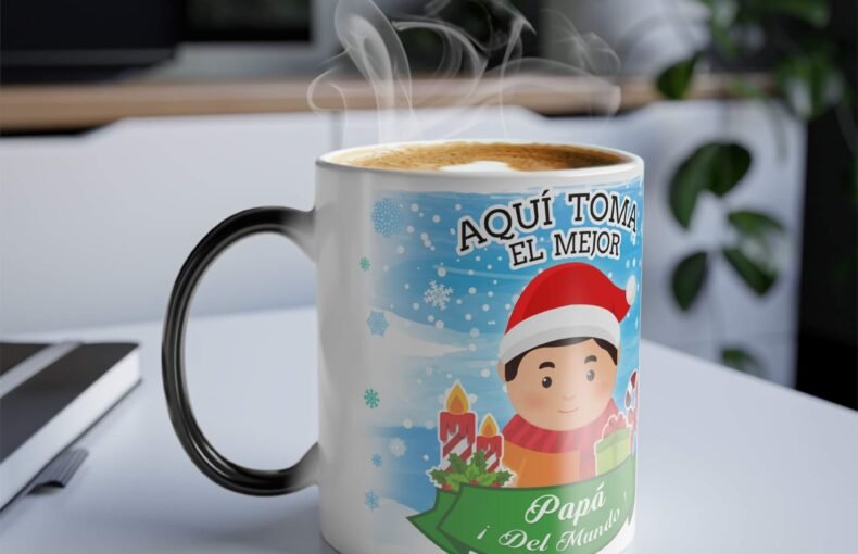 Taza que cambia de color con diseño navideño, 11 oz