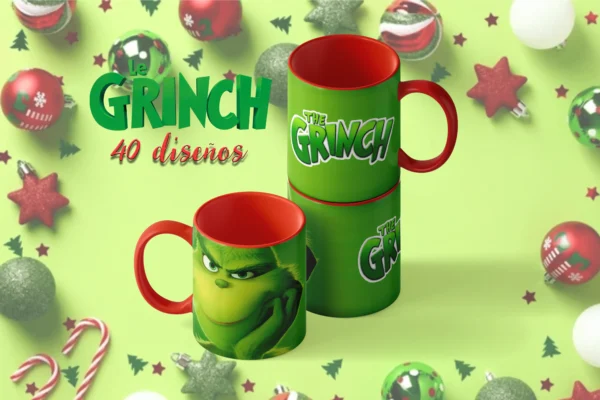 Tazas personalizadas del Grinch con fondo y asa de colores | 11 y 15 oz