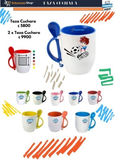 Tazas con Cuchara Personalizables de Soluciones Shop Costa Rica