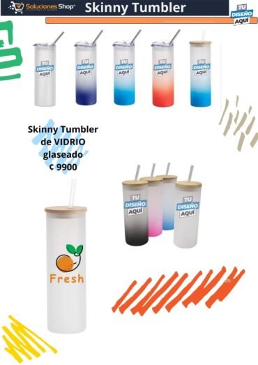 Skinny Tumblers de Vidrio Personalizables en Soluciones Shop Costa Rica